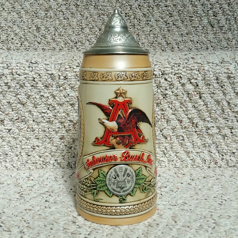 Beer Stein with pewter lid by Anheuser Busch